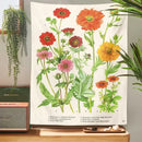 Vintage botanical flower print tapestry bedroom wall hanging by Decorbites