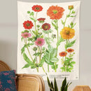 Vintage botanical flower print tapestry bedroom wall hanging by Decorbites