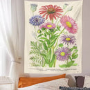 Vintage botanical flower print tapestry bedroom wall hanging by Decorbites