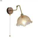 GobekUsa LED Wall Lights Pull Chain Switch Bedside Lamp Amber Glass Modern Stair Light Fixtures