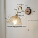 GobekUsa LED Wall Lights Pull Chain Switch Bedside Lamp Amber Glass Modern Stair Light Fixtures