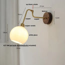 GobekUsa LED Wall Lights Pull Chain Switch Bedside Lamp Amber Glass Modern Stair Light Fixtures
