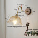 GobekUsa LED Wall Lights Pull Chain Switch Bedside Lamp Amber Glass Modern Stair Light Fixtures