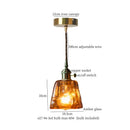 GobekUsa Brass Amber Glass LED Pendant Light for Restaurant Bedside Kitchen Loft Bar