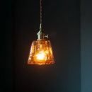 GobekUsa Brass Amber Glass LED Pendant Light for Restaurant Bedside Kitchen Loft Bar