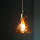 GobekUsa Brass Amber Glass LED Pendant Light for Restaurant Bedside Kitchen Loft Bar