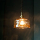 GobekUsa Brass Amber Glass LED Pendant Light for Restaurant Bedside Kitchen Loft Bar