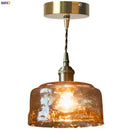 GobekUsa Brass Amber Glass LED Pendant Light for Restaurant Bedside Kitchen Loft Bar