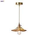 GobekUsa Amber Glass Pendant Light Fixture with Copper Knob Switch