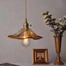 GobekUsa Amber Glass Pendant Light Fixture with Copper Knob Switch