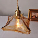 GobekUsa Amber Glass Pendant Light Fixture with Copper Knob Switch