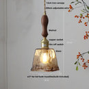 GobekUsa Amber Glass Pendant Light Fixture with Copper Knob Switch