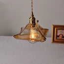 GobekUsa Amber Glass Pendant Light Fixture with Copper Knob Switch