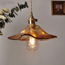 GobekUsa Amber Glass Pendant Light Fixture with Copper Knob Switch