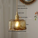 GobekUsa Amber Glass Pendant Light Fixture with Copper Knob Switch