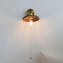 GobekUsa LED Walnut Wood Wall Lamp Pull Chain Switch Modern Indoor Light