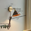GobekUsa LED Walnut Wood Wall Lamp Pull Chain Switch Modern Indoor Light
