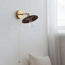 GobekUsa LED Walnut Wood Wall Lamp Pull Chain Switch Modern Indoor Light