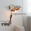 GobekUsa LED Walnut Wood Wall Lamp Pull Chain Switch Modern Indoor Light