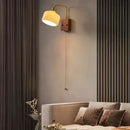 GobekUsa Ceramic LED Wall Sconce with Walnut Wood Pull Chain Switch - Nordic Style