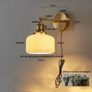 GobekUsa Ceramic LED Wall Sconce with Walnut Wood Pull Chain Switch - Nordic Style