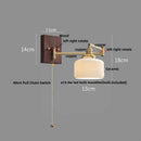 GobekUsa Ceramic LED Wall Sconce with Walnut Wood Pull Chain Switch - Nordic Style
