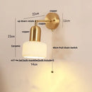 GobekUsa Ceramic LED Wall Sconce with Walnut Wood Pull Chain Switch - Nordic Style