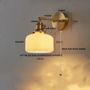 GobekUsa Ceramic LED Wall Sconce with Walnut Wood Pull Chain Switch - Nordic Style