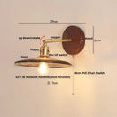 Vintage brass and amber glass wall sconce stair light with pull chain by Decorbites