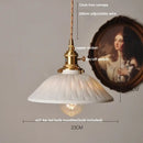 GobekUsa Copper Ceramic LED Pendant Lights Walnut Wood Hang Lamp