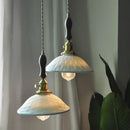 GobekUsa Copper Ceramic LED Pendant Lights Walnut Wood Hang Lamp