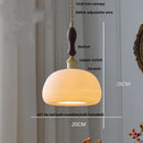 GobekUsa Copper Ceramic LED Pendant Lights Walnut Wood Hang Lamp