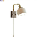 GobekUsa Ceramic LED Wall Lights with Pull Chain Switch, Nordic Bedside Lamp for Home Decor