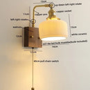GobekUsa Ceramic LED Wall Lights with Pull Chain Switch, Nordic Bedside Lamp for Home Decor