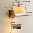 GobekUsa Ceramic LED Wall Lights with Pull Chain Switch, Nordic Bedside Lamp for Home Decor