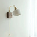 GobekUsa Ceramic LED Wall Lights with Pull Chain Switch, Nordic Bedside Lamp for Home Decor