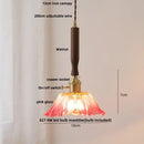 GobekUsa Ceramic Walnut Wood Pendant Light Fixture - Adjustable LED Lamparas for Study Aisle