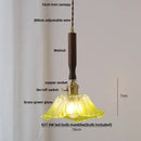 GobekUsa Ceramic Walnut Wood Pendant Light Fixture - Adjustable LED Lamparas for Study Aisle