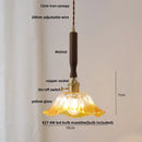 GobekUsa Ceramic Walnut Wood Pendant Light Fixture - Adjustable LED Lamparas for Study Aisle