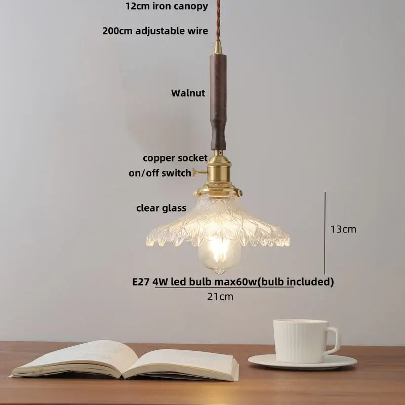 GobekUsa Ceramic Walnut Wood Pendant Light Fixture - Adjustable LED Lamparas for Study Aisle, photo 10 of 28
