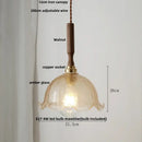 GobekUsa Ceramic Walnut Wood Pendant Light Fixture - Adjustable LED Lamparas for Study Aisle