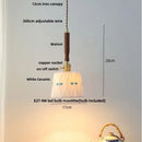 GobekUsa Ceramic Walnut Wood Pendant Light Fixture - Adjustable LED Lamparas for Study Aisle