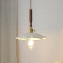 GobekUsa Ceramic Walnut Wood Pendant Light Fixture - Adjustable LED Lamparas for Study Aisle