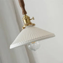 GobekUsa Ceramic Walnut Wood Pendant Light Fixture - Adjustable LED Lamparas for Study Aisle