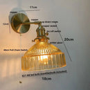 GobekUsa Clear Glass Copper Socket LED Wall Lamp with Pull Chain Switch