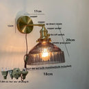 GobekUsa Clear Glass Copper Socket LED Wall Lamp with Pull Chain Switch