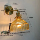 GobekUsa Clear Glass Copper Socket LED Wall Lamp with Pull Chain Switch