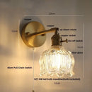 GobekUsa Clear Glass Copper Socket LED Wall Lamp with Pull Chain Switch