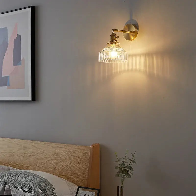 GobekUsa Clear Glass Copper Socket LED Wall Lamp with Pull Chain Switch, photo 2 of 22