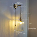 GobekUsa Glass Copper LED Wall Lamp Modern Corridor Bedside Light